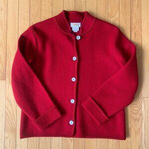 Vintage Talbots 100% Wool Button-up Cherry Red Cardigan Sweater Size SM Like New